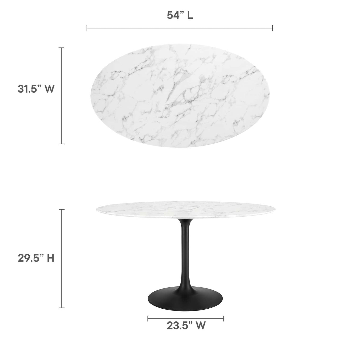 Modway Lippa 54" Oval Artificial Marble Dining Table - EEI-3530