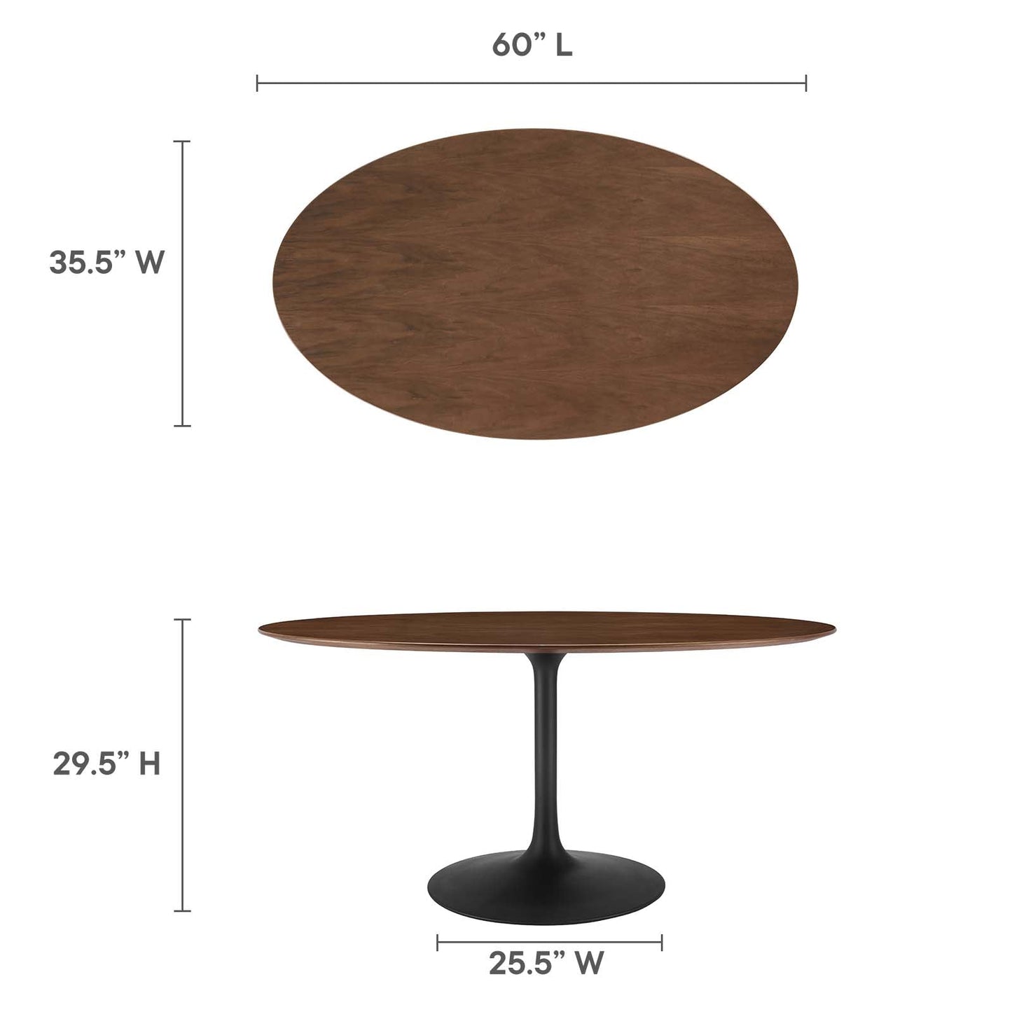 Modway Lippa 60" Oval Walnut Dining Table - EEI-3543