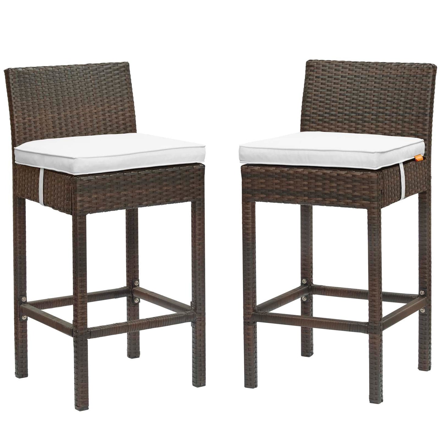 Modway Conduit Bar Stool Outdoor Patio Wicker Rattan Set of 2 | Bar Stools |