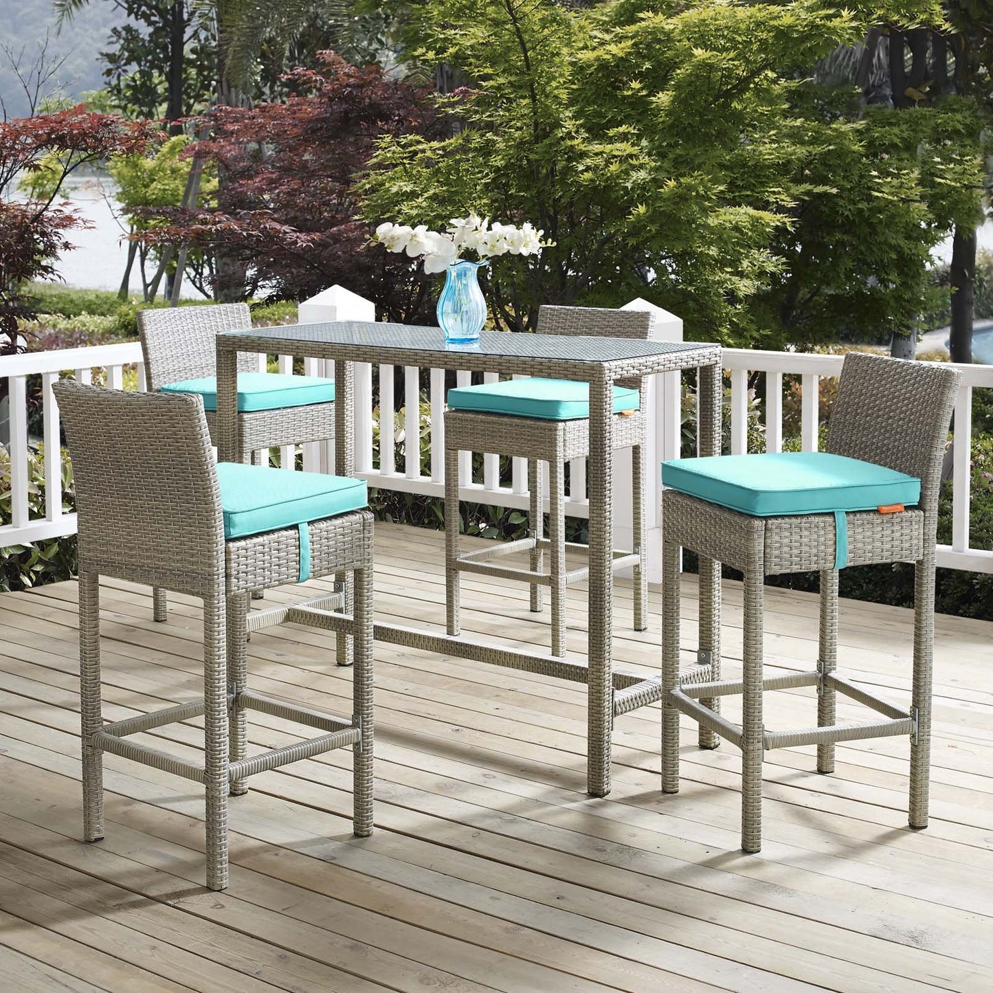 Modway Conduit 5 Piece Outdoor Patio Wicker Rattan Set