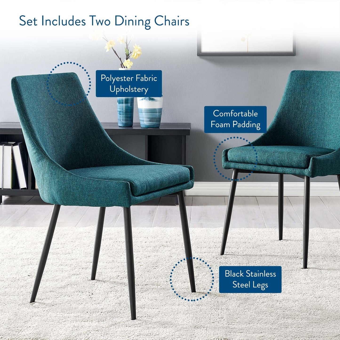 Modway Viscount Upholstered Fabric Dining Chairs - Set of 2 | Dining Chairs | Modishstore-49