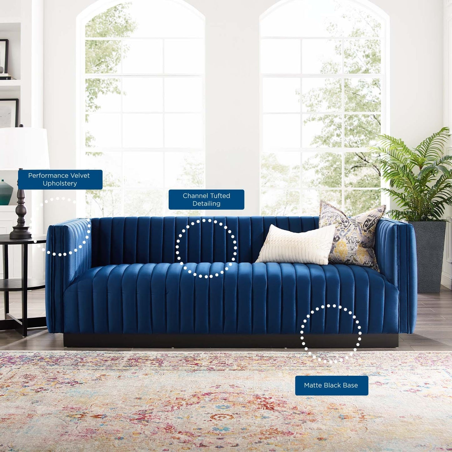 Modway Conjure Channel Tufted Velvet Sofa | Sofas |
