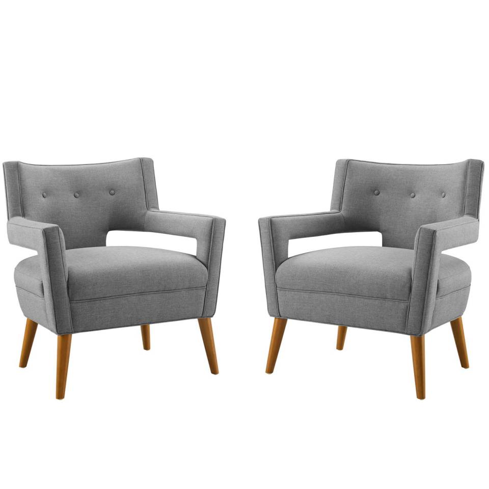 Modway Sheer Upholstered Fabric Armchair Set of 2 | Armchairs | Modishstore-9