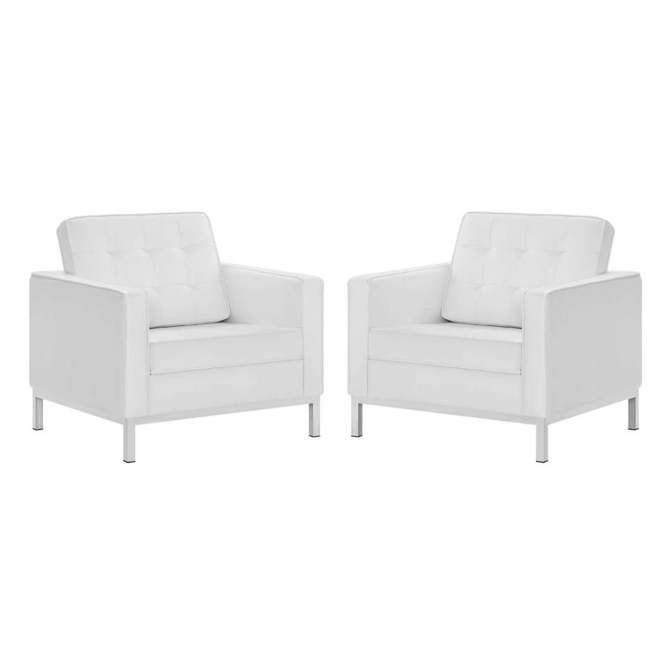 Modway Loft Tufted Upholstered Faux Leather Armchair Set of 2 | Armchairs | Modishstore-8