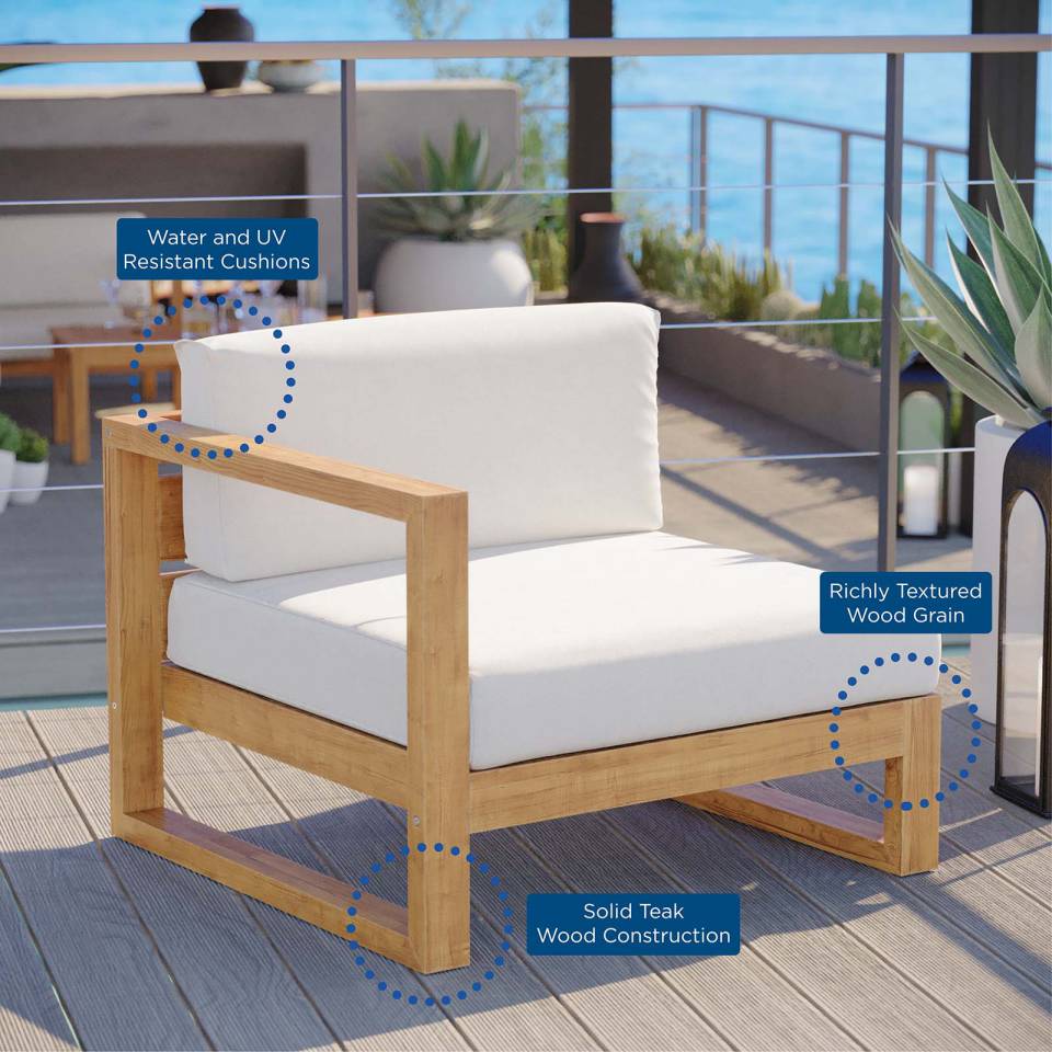 Modway Upland Outdoor Patio Teak Wood Left-Arm Chair | Outdoor Patio Daybed | Modishstore-7