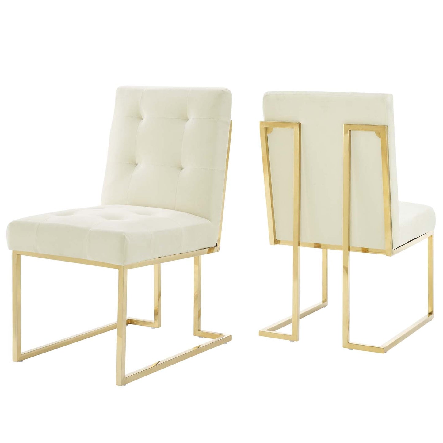 Modway Privy Gold Stainless Steel Performance Velvet Dining Chair Set of 2 | Dining Chairs | Modishstore-19