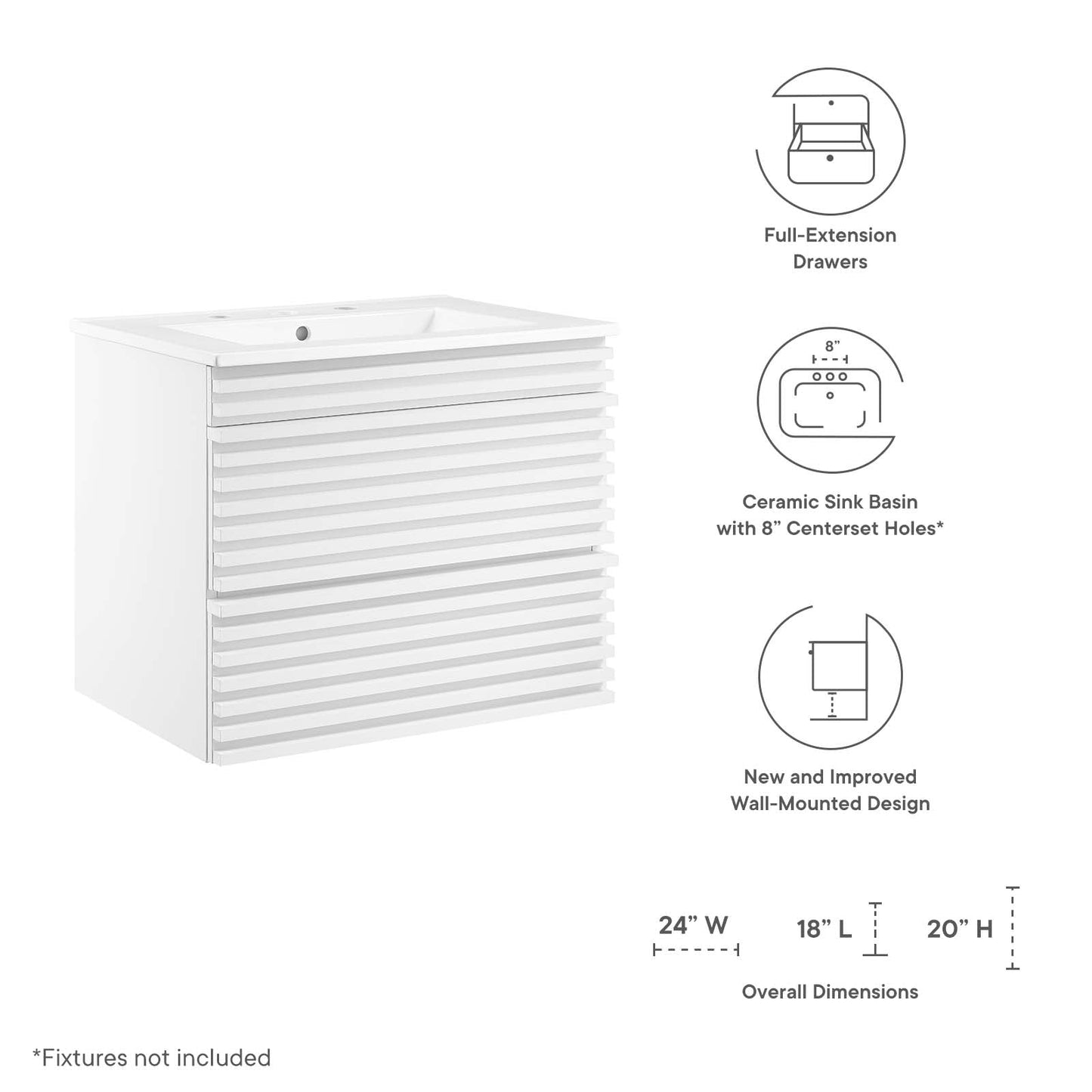 Modway Render 24" Wall-Mount Bathroom Vanity | Bathroom Accessories | Modishstore-50