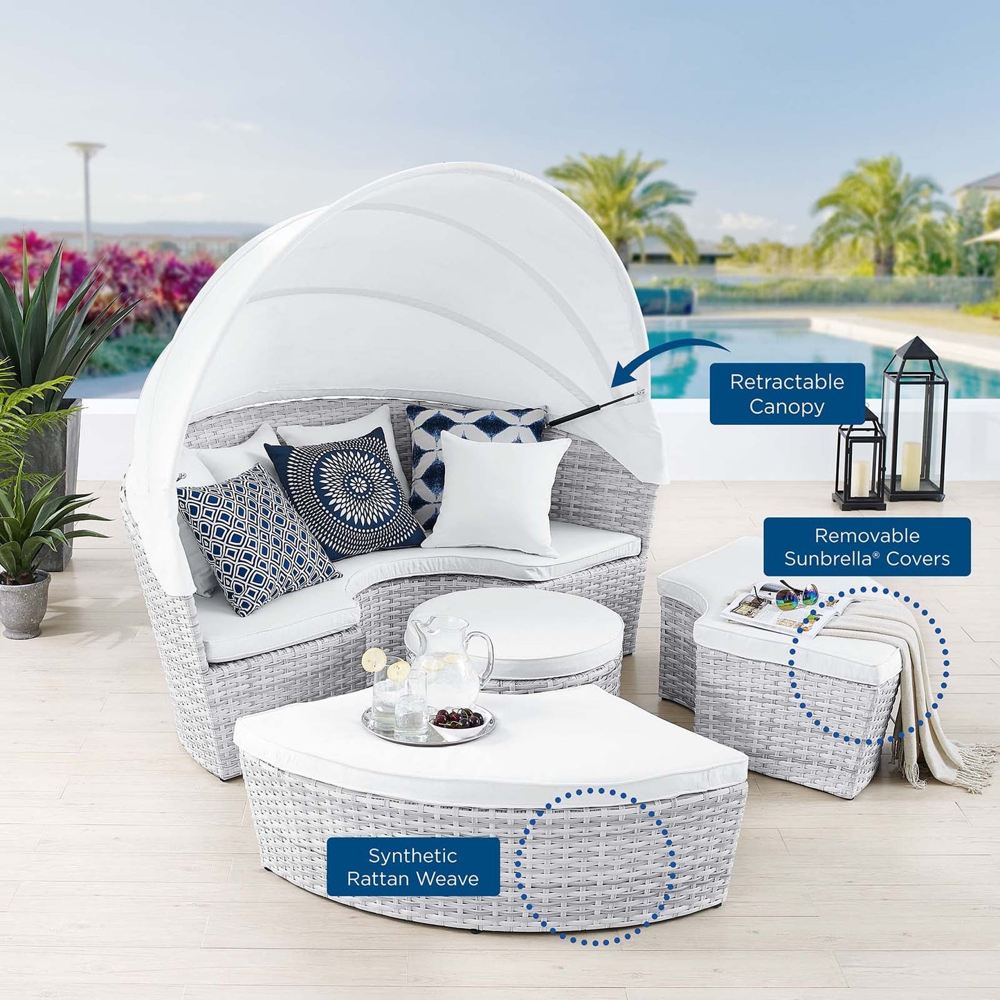 Scottsdale Canopy Sunbrella® Outdoor Patio Daybed By Modway | Outdoor Patio Daybed | Modishstore-40