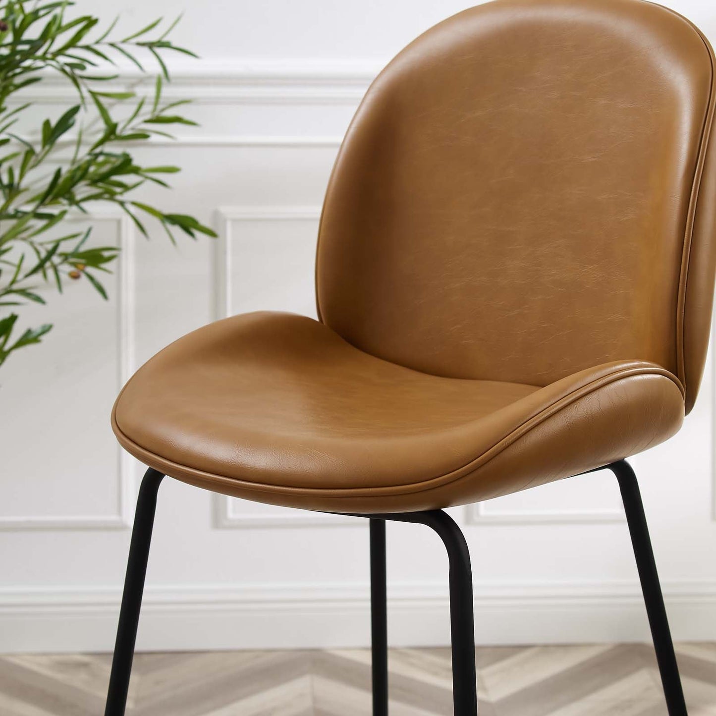 Scoop Black Powder Coated Steel Leg Vegan Leather Bar Stool By Modway - EEI-4640 | Bar Stools | Modishstore - 6