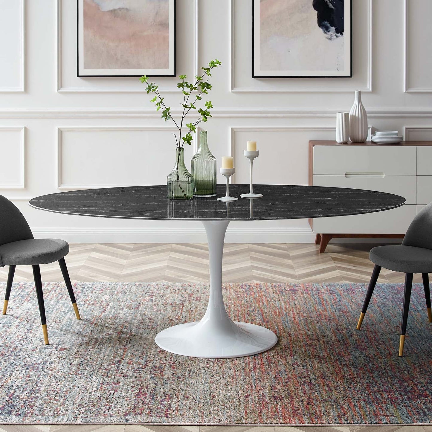 Modway Lippa 78" Oval Artificial Marble Dining Table | Dining Tables | Modishstore-6