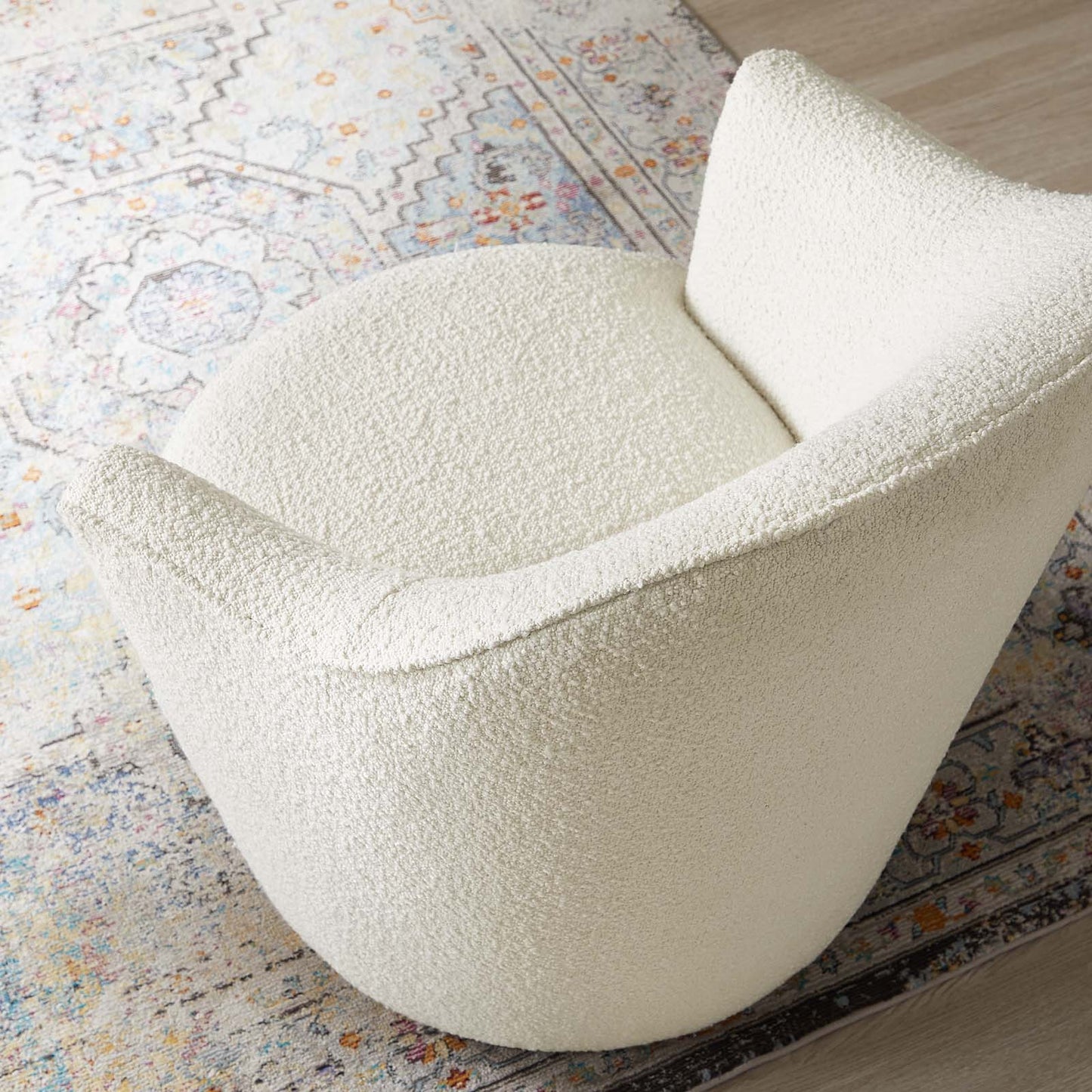 Nora Boucle Upholstered Swivel Chair By Modway | Armchairs | Modishstore-8