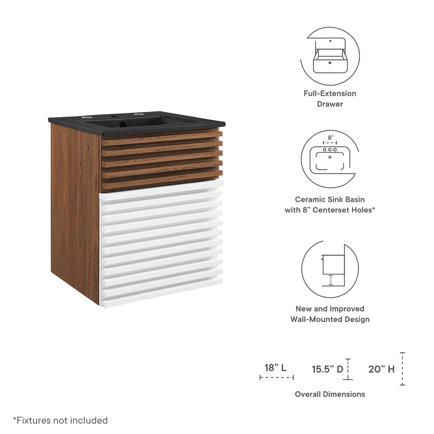 Modway Render 18" Wall-Mount Bathroom Vanity | Bathroom Accessories | Modishstore-40