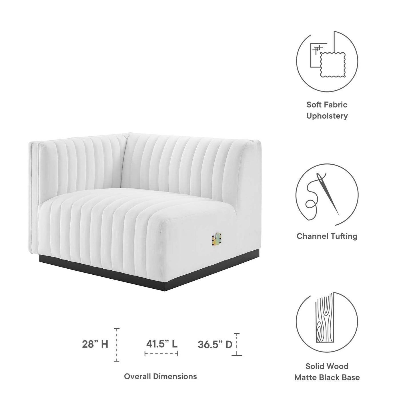 Conjure Channel Tufted Upholstered Fabric Left-Arm Chair By Modway - EEI-5491 | Armchairs - 18
