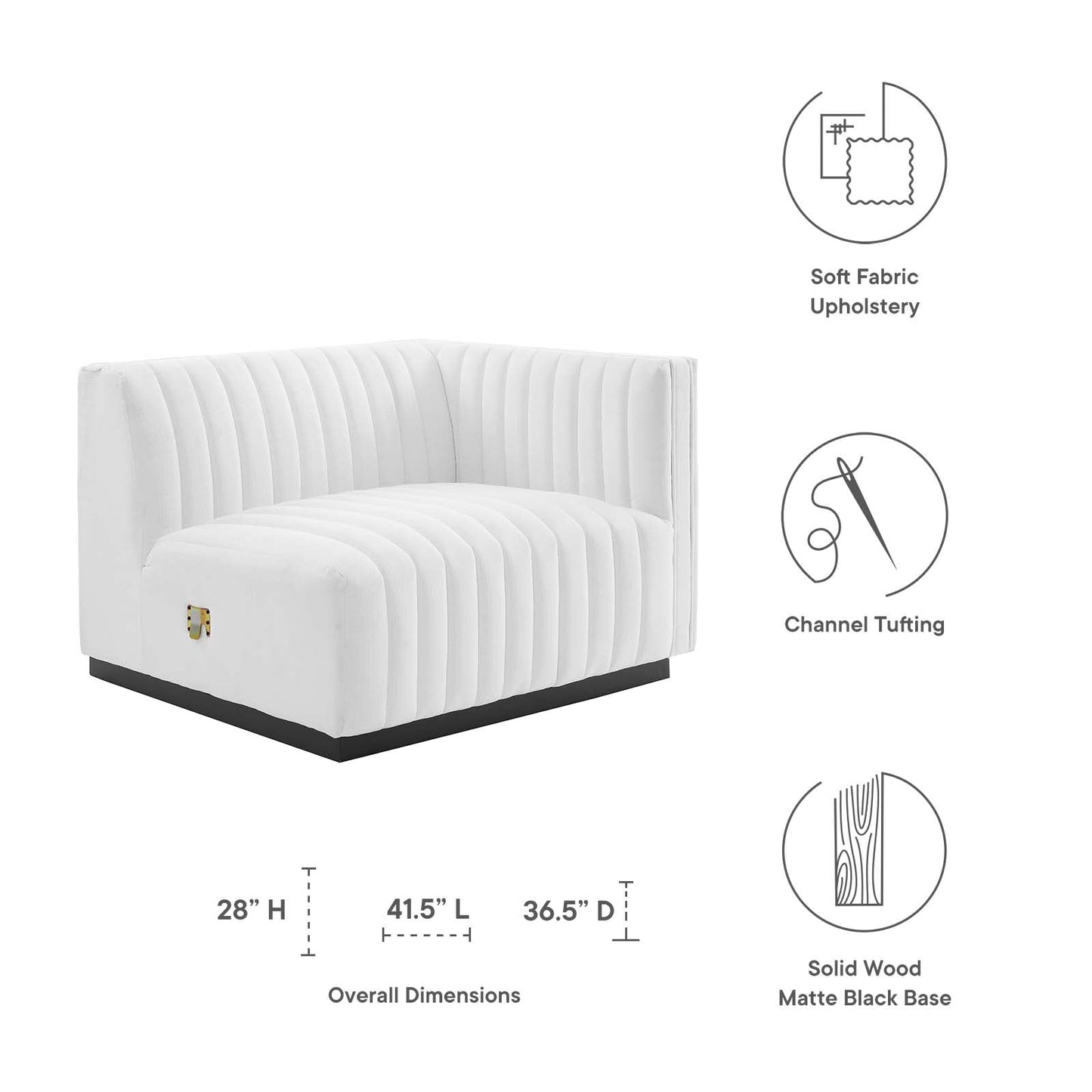 Conjure Channel Tufted Upholstered Fabric Right-Arm Chair By Modway - EEI-5493 | Armchairs - 18