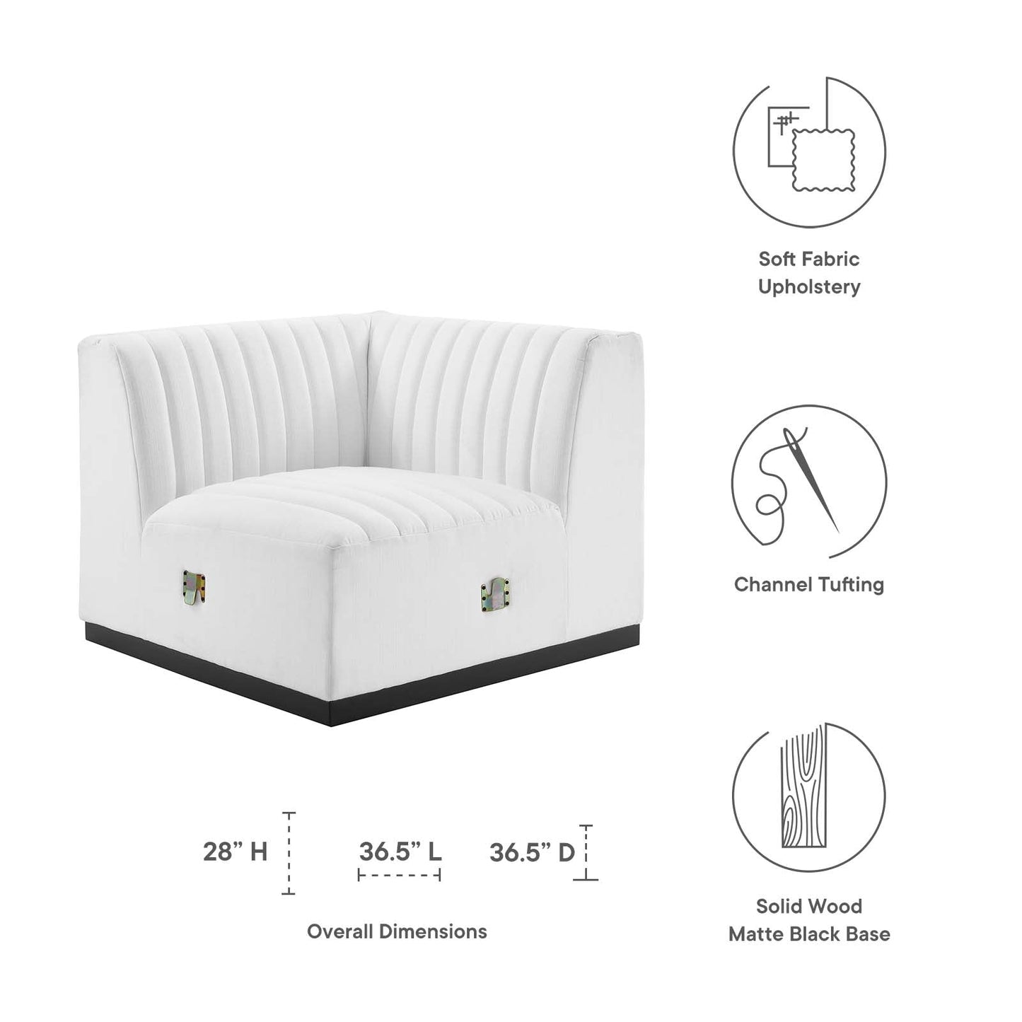 Conjure Channel Tufted Upholstered Fabric Right Corner Chair By Modway - EEI-5499 | Sofas - 18