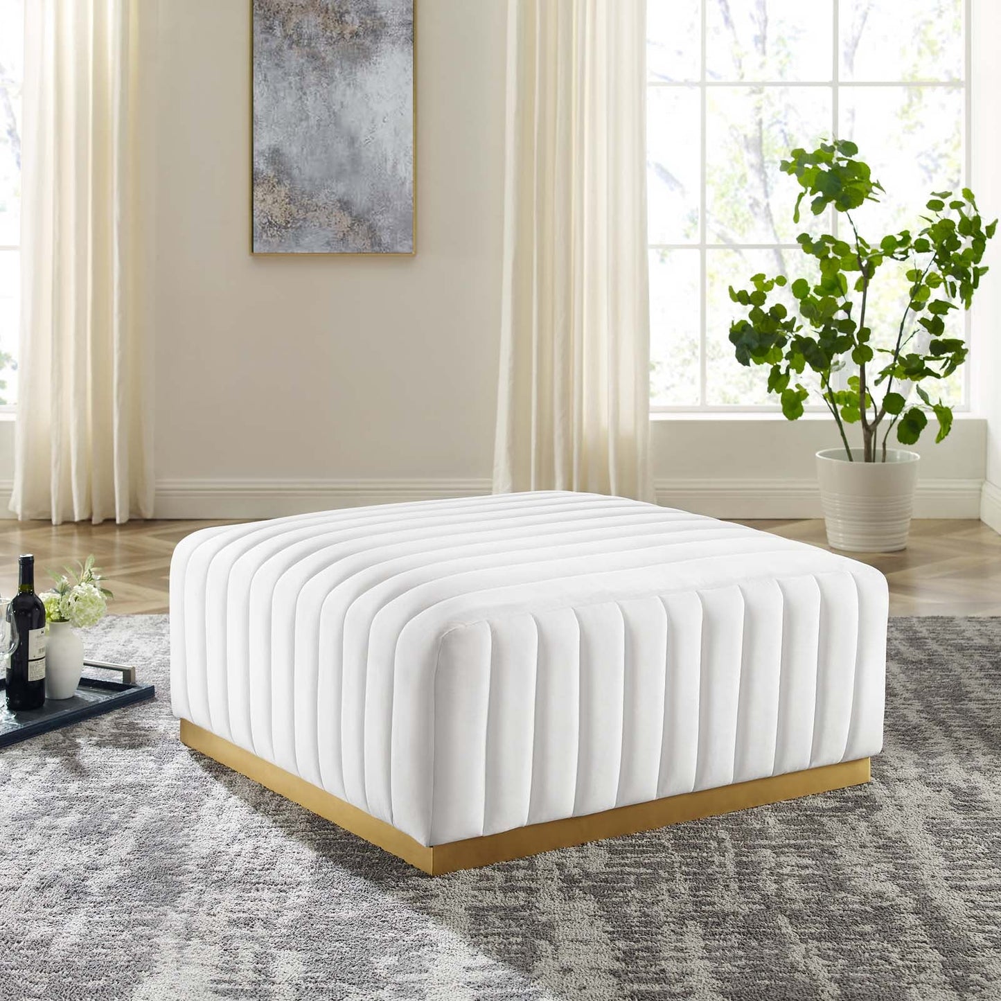 Conjure Channel Tufted Performance Velvet Ottoman By Modway - EEI-5507 | Ottomans - 25