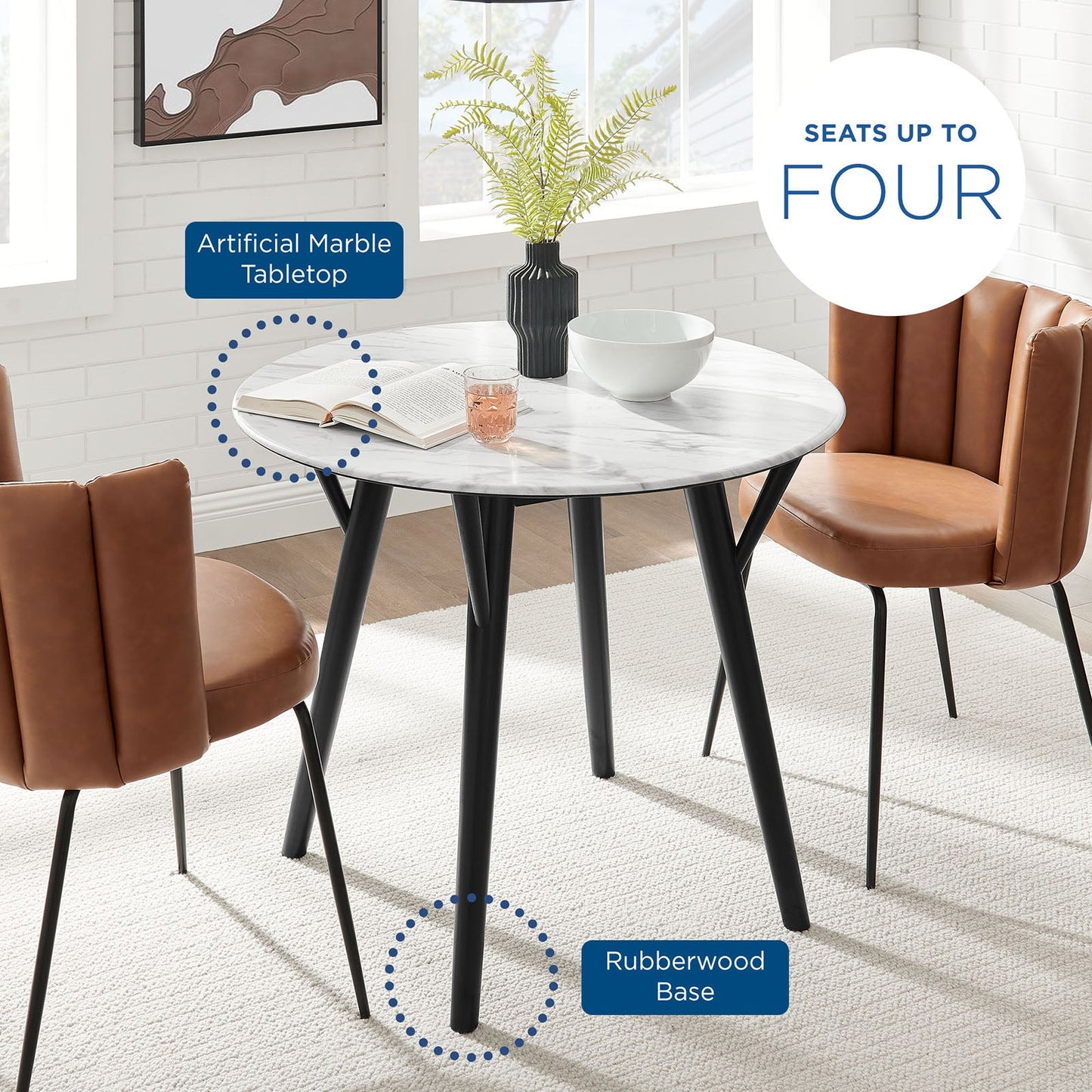 Modway Gallant 36" Round Performance Artificial Marble Dining Table | Dining Tables | Modishstore-7