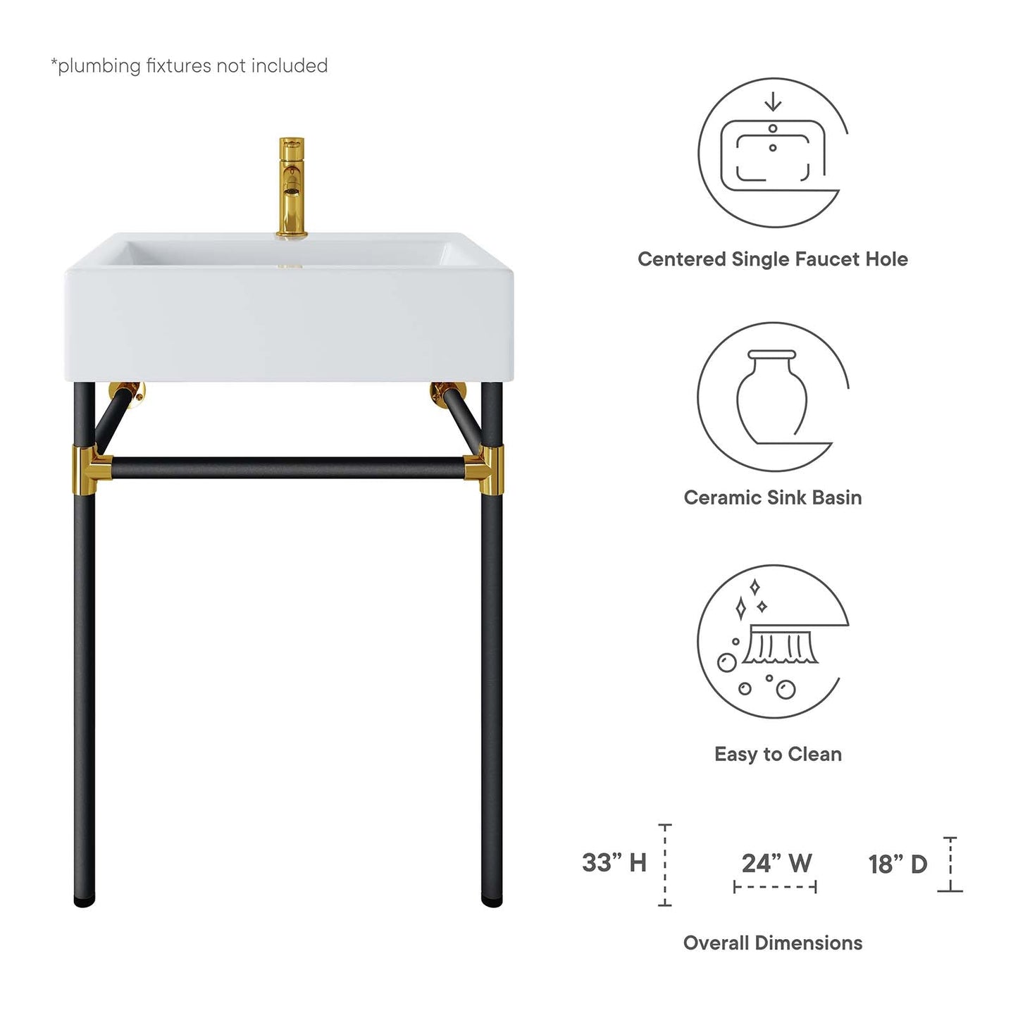 Redeem 24" Wall-Mount Black Stainless Steel Bathroom Vanity By Modway - EEI-5537 | Bathroom Accessories | Modishstore - 8