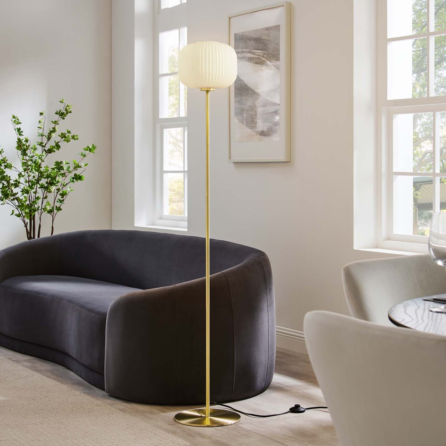 Reprise Glass Sphere Glass And Metal Floor Lamp By Modway - EEI-5623-BLK-SBR | Floor Lamps | Modishstore - 15