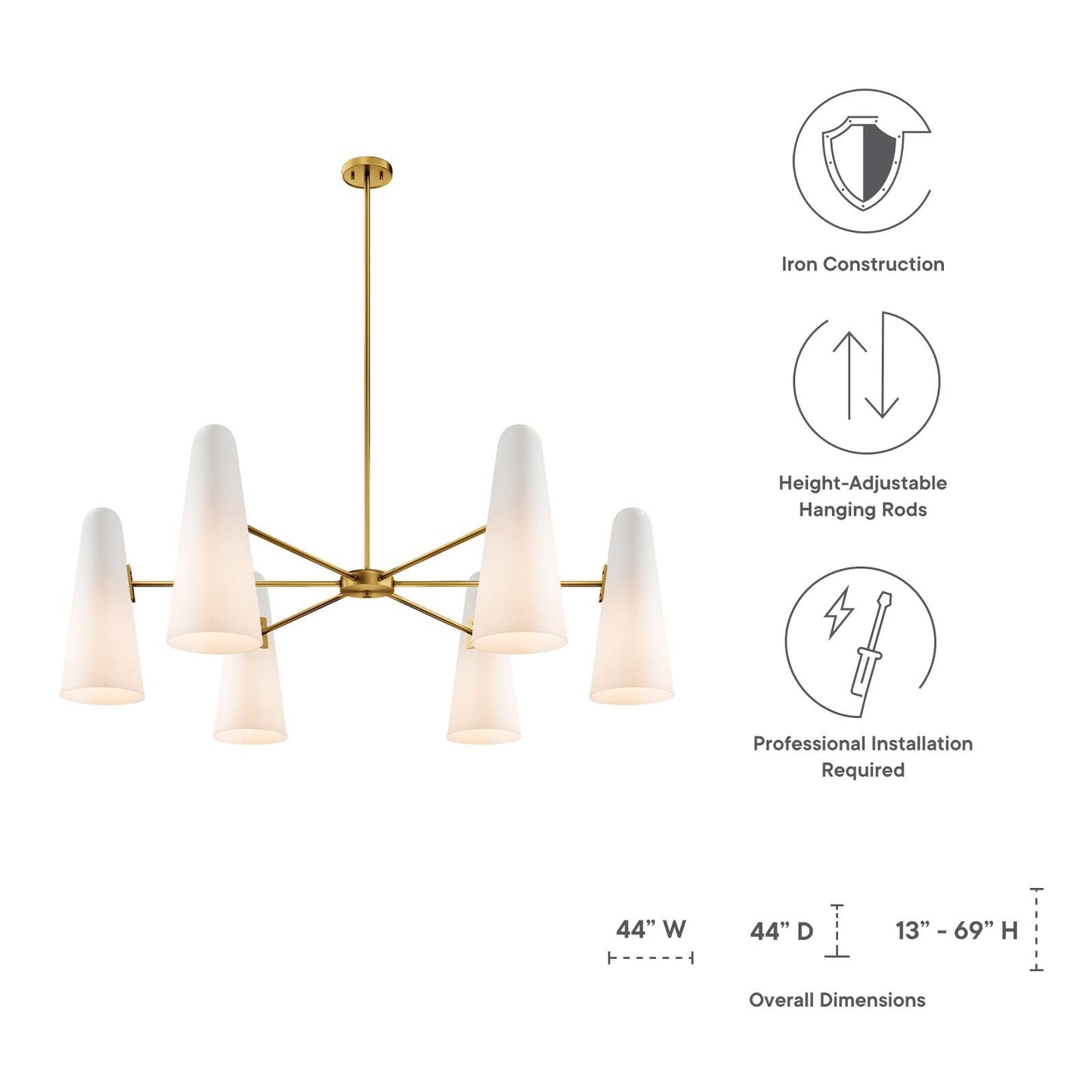 Beacon 6-Light Chandelier By Modway - EEI-5648 | Chandeliers - 32