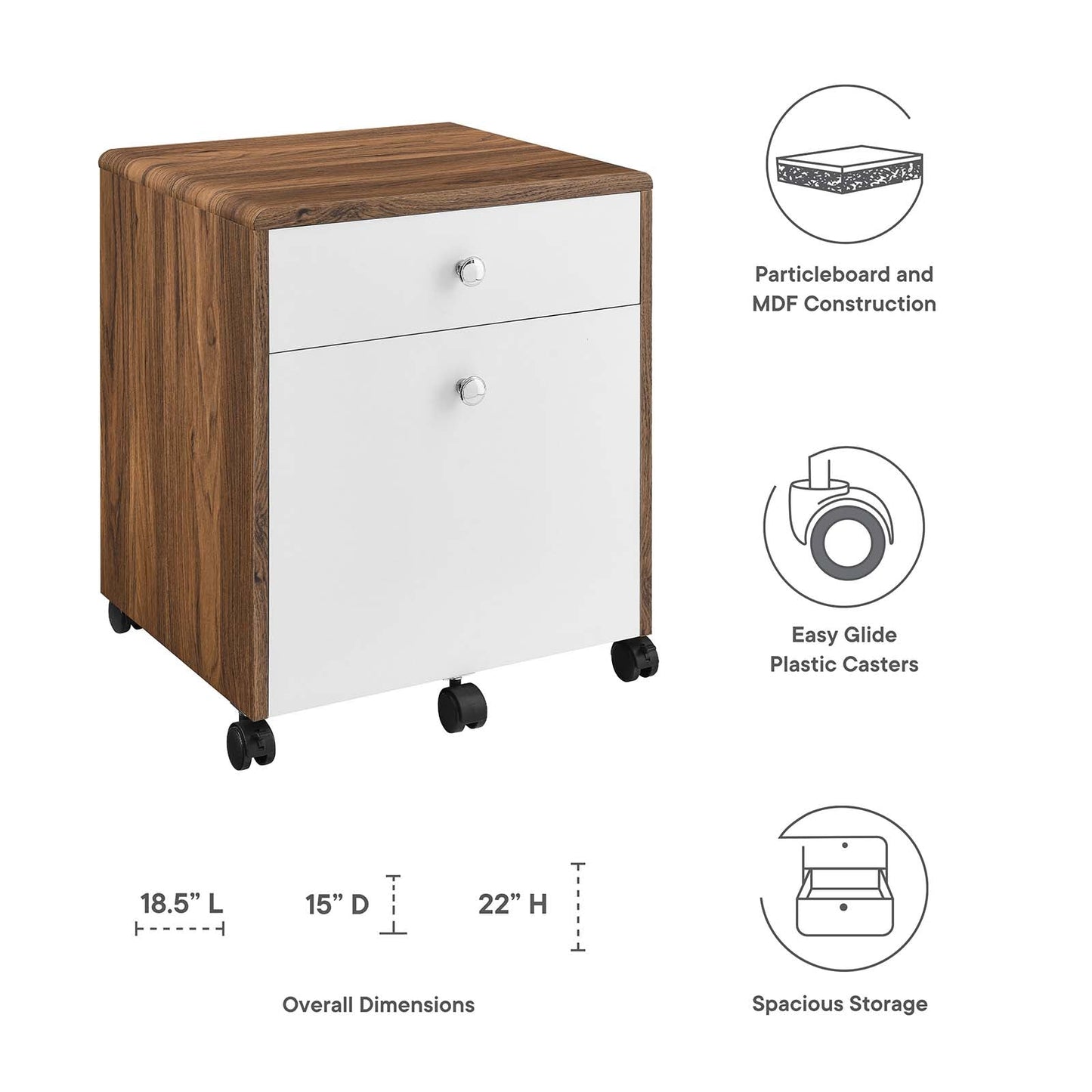 Render Wood File Cabinet By Modway - EEI-5705-WAL-WHI | Cabinets | Modishstore - 8