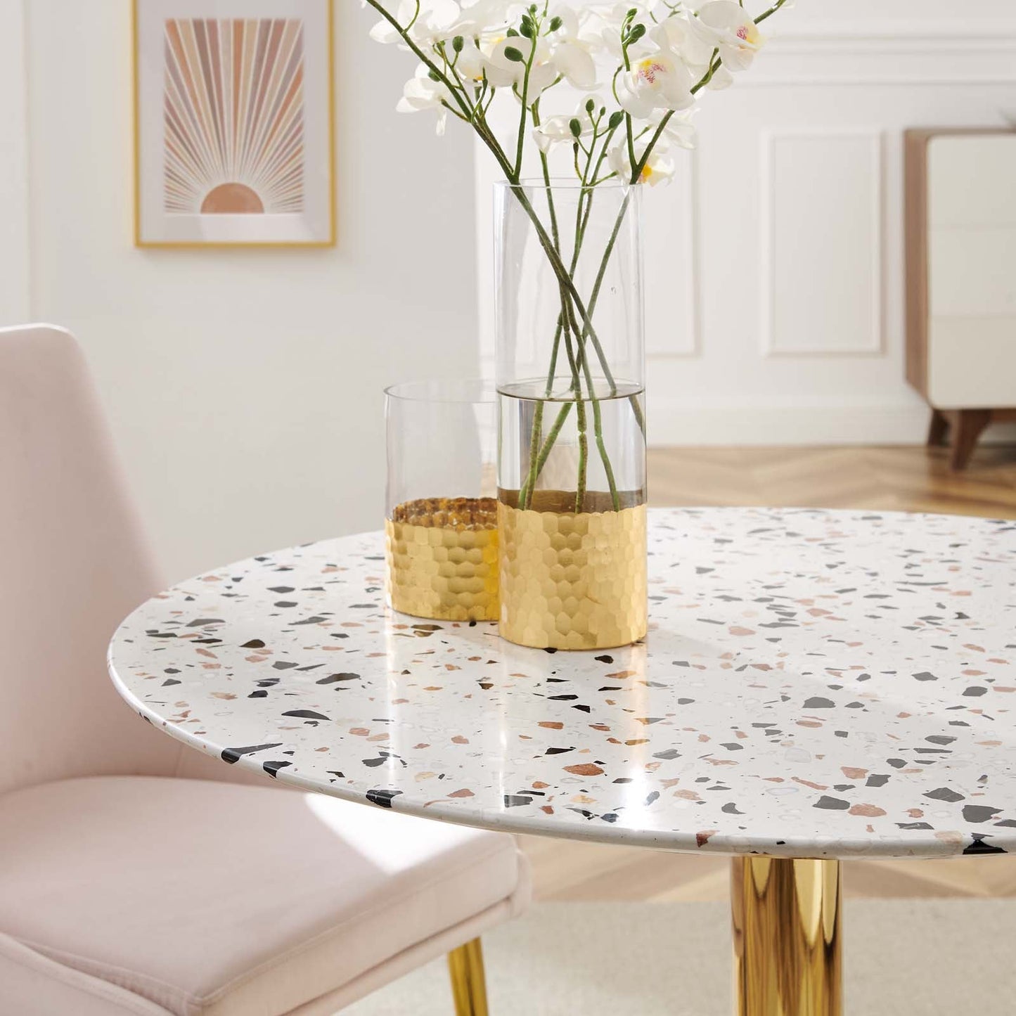 Verne 36" Round Gold White Terrazzo Dining Table By Modway - EEI-5717-GLD-WHI | Dining Tables | Modishstore - 6