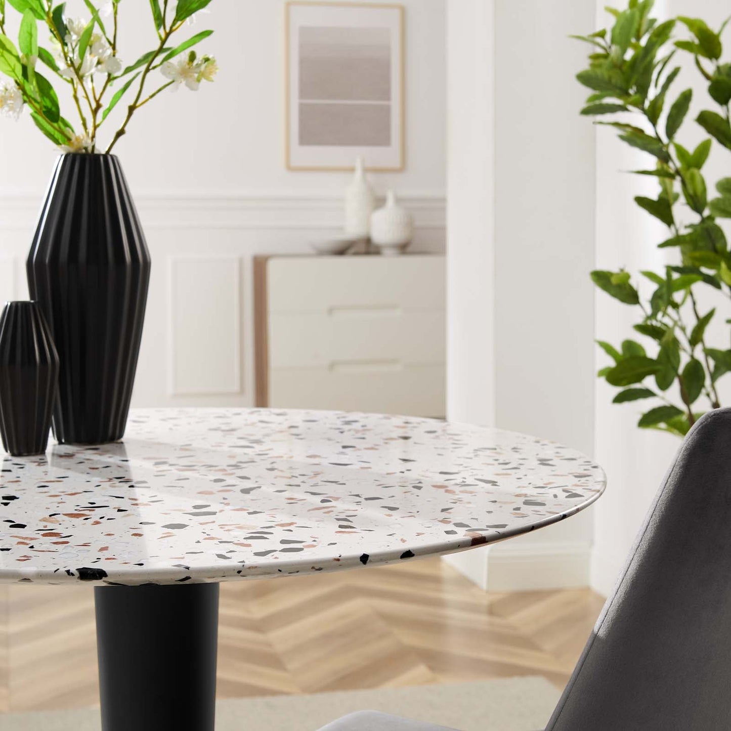 Zinque 36" Round Gold White Terrazzo Dining Table By Modway - EEI-5718-GLD-WHI | Dining Tables | Modishstore - 6