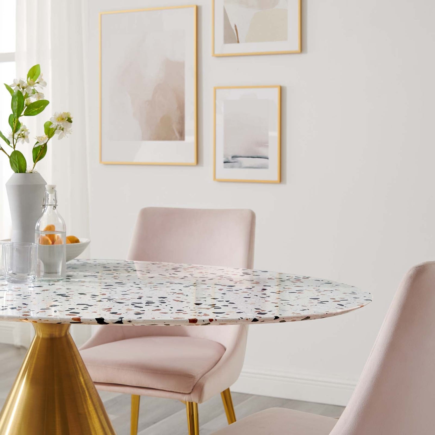 Tupelo 60" Oval Terrazzo Dining Table By Modway - EEI-5739-GLD-WHI | Dining Tables | Modishstore - 6