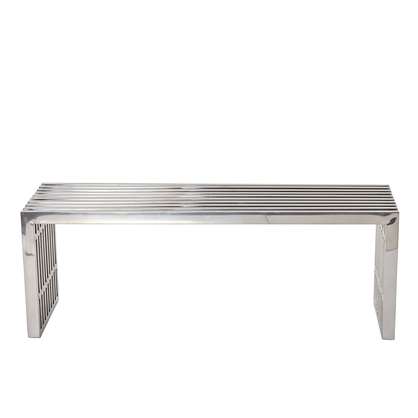 Modway Gridiron Medium Stainless Steel Bench - Silver | Stools & Benches |