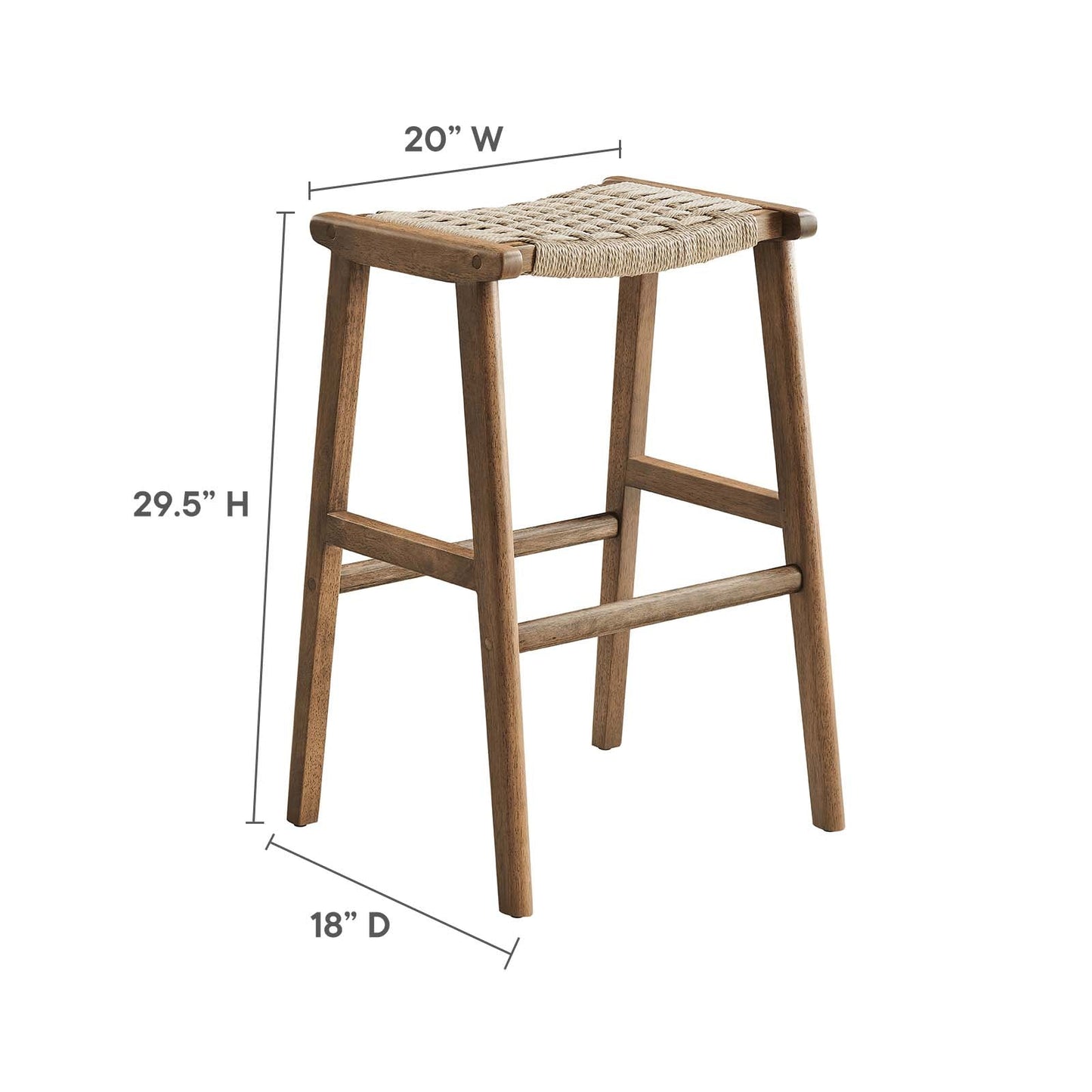 Saoirse Woven Rope Wood Bar Stool - Set of 2 By Modway - EEI-6550 | Bar Stools | Modway - 36