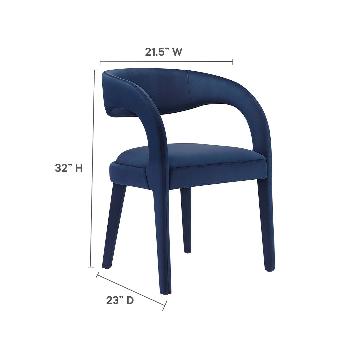 Pinnacle Performance Velvet Dining Chair Set of Two By Modway - EEI-6563 | Dining Chairs | Modway - 45