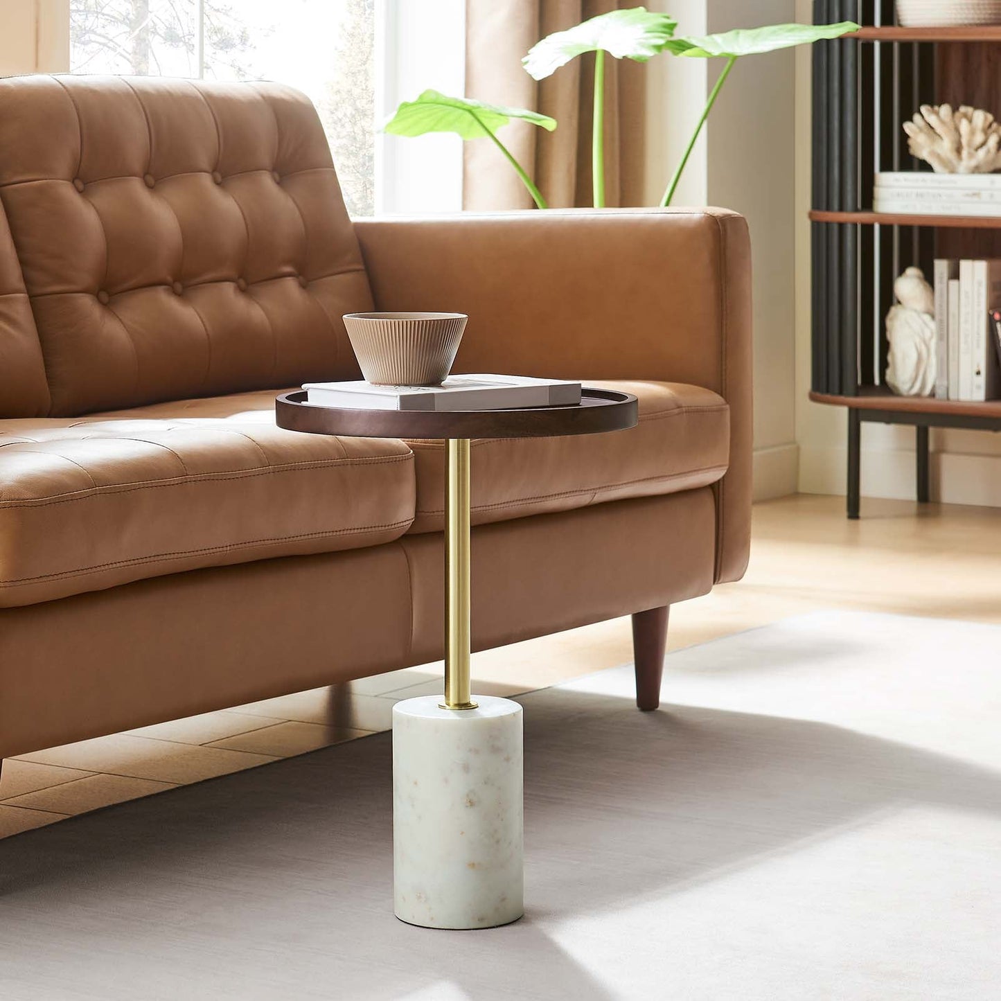 Amina Round Acacia Wood Side Table By Modway - EEI-6607 | Side Tables - 18