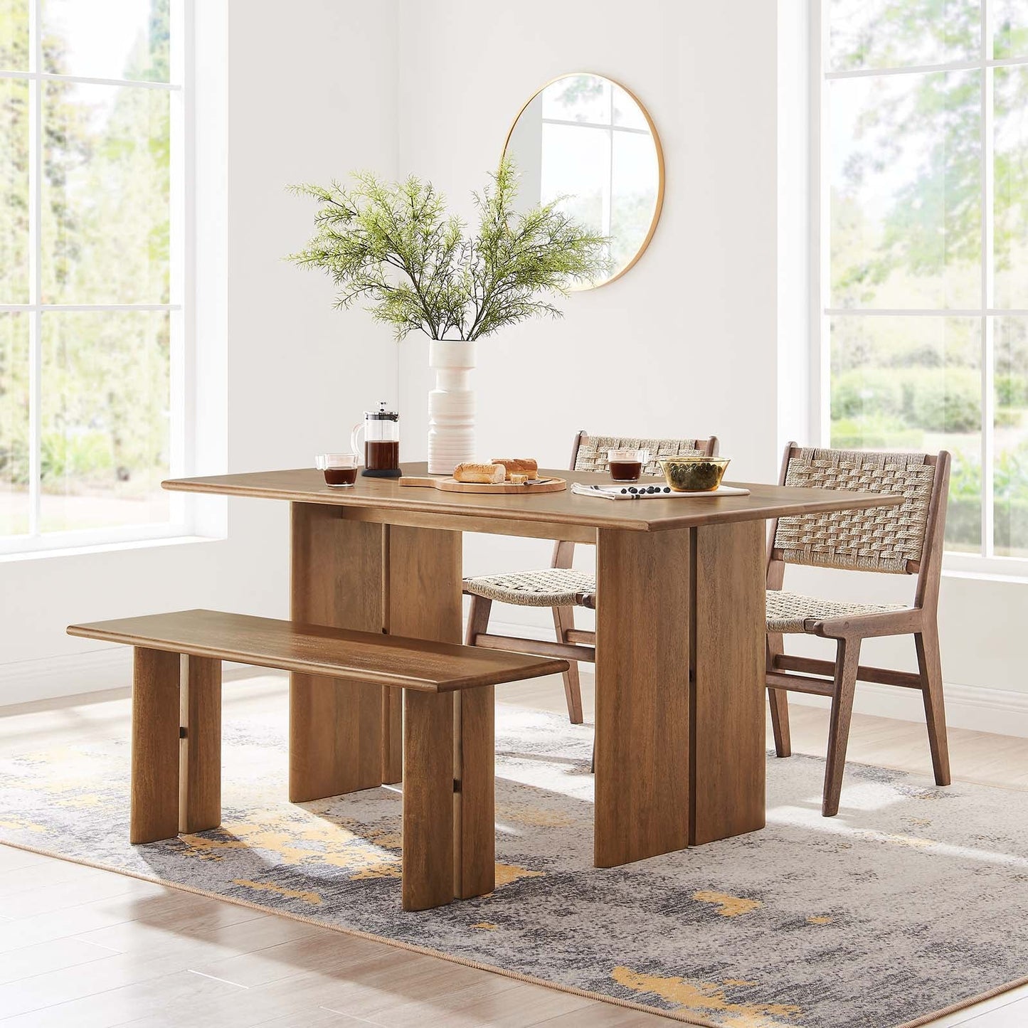 Amistad 60" Wood Dining Table and Bench Set By Modway - EEI-6690 | Dining Sets - 12
