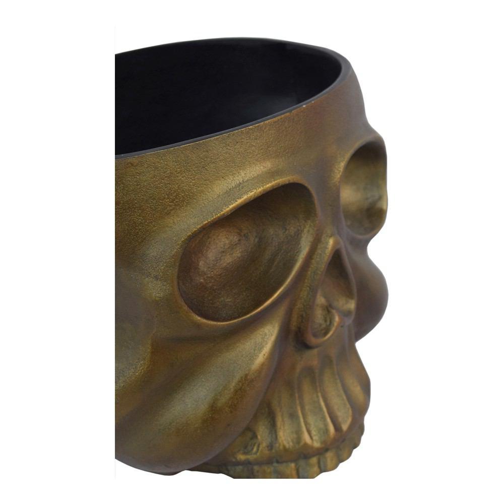 Moe's Home Collection Metal Skull Planter