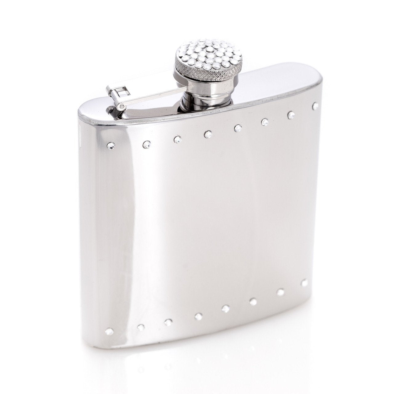 Bey-Berk 6 oz. Stainless Steel Crystal Incrusted Shiny Flask