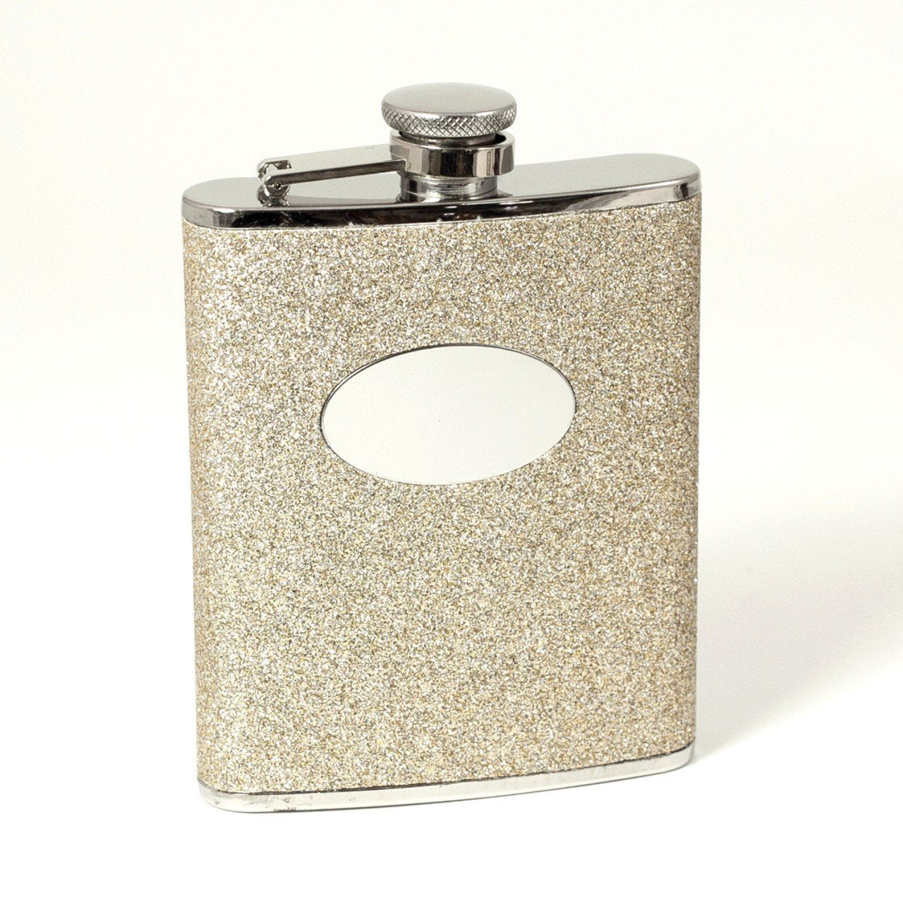 Bey-Berk 6 oz. Stainless Steel Flask in Gold Glitter