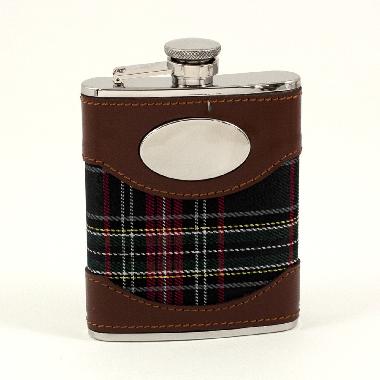 Bey-Berk Two 6 oz. Stainless Steel Leather & Fabric Flask