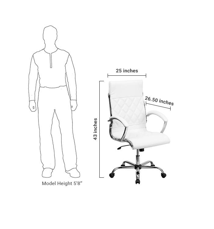 Flash Furniture High Back Designer White Leather Executive Swivel Office Chair With Chrome Base