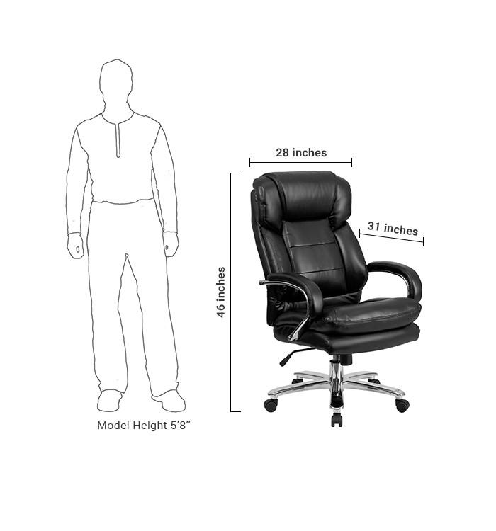 Flash Furniture Hercules Series 24/7 Intensive Use, Multi-Shift, Big & Tall 500 Lb. Capacity Black Leather Executive Swivel Chair With Loop Arms