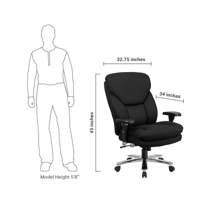 Flash Furniture Hercules Series 24/7 Intensive Use, Multi-Shift, Black Fabric Executive Swivel Chair With Lumbar Support Knob