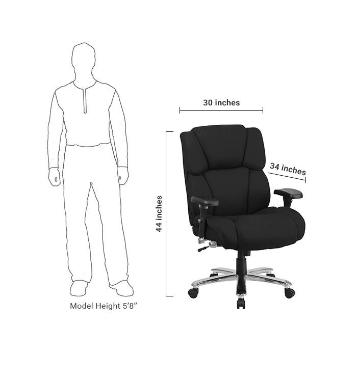 Flash Furniture Hercules Series 24/7 Intensive Use, Multi-Shift, Black Fabric Executive Swivel Chair With Lumbar Support Knob