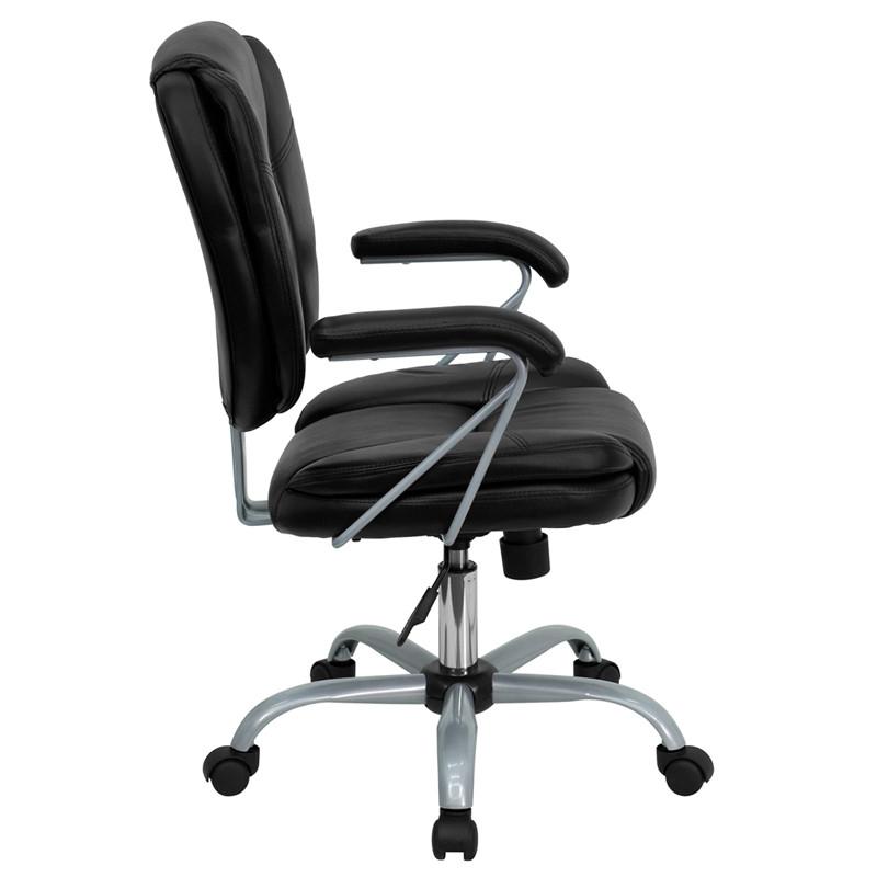 Flash Furniture Mid-Back Black Leather Swivel Task Chair