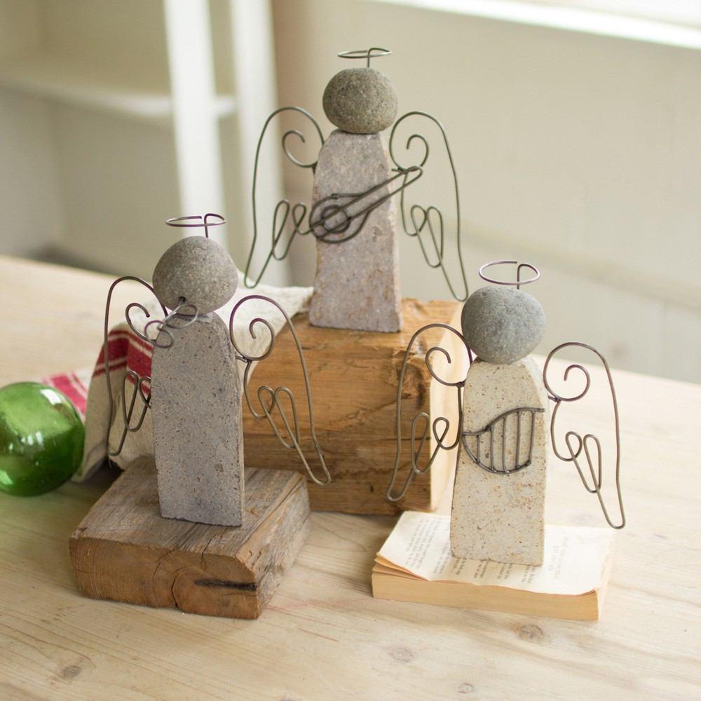 Kalalou River Rock Angels - Set of 3