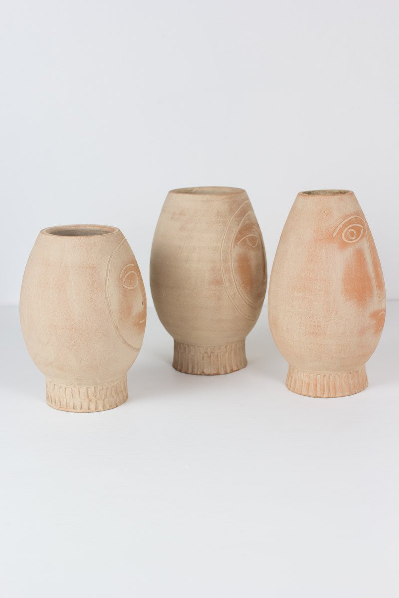 Kalalou Clay Pot Faces - Set Of 3