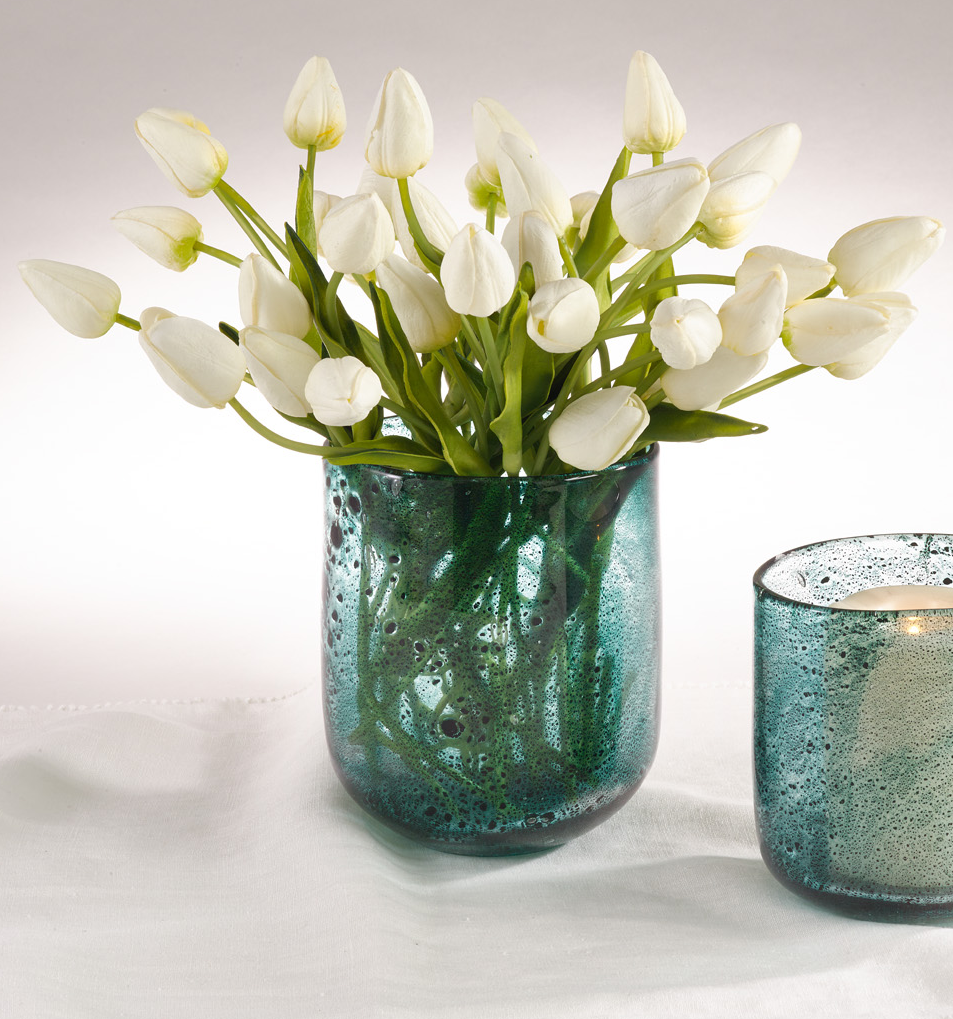 Saro Bubbled Glass Vases/Candle Holders Vases, Saro, - Modish Store