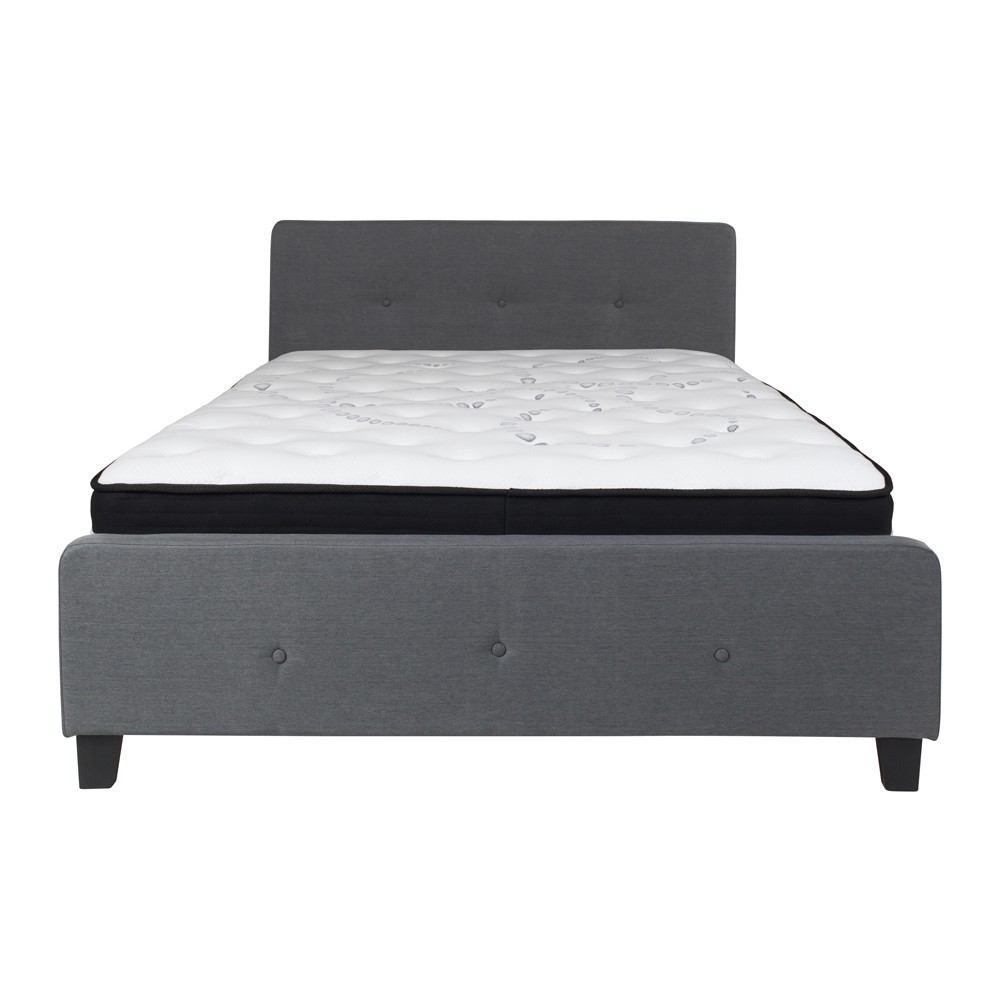 Flash Furniture Tribeca Queen Size Tufted Upholstered Platform Bed with Pocket Spring Mattress