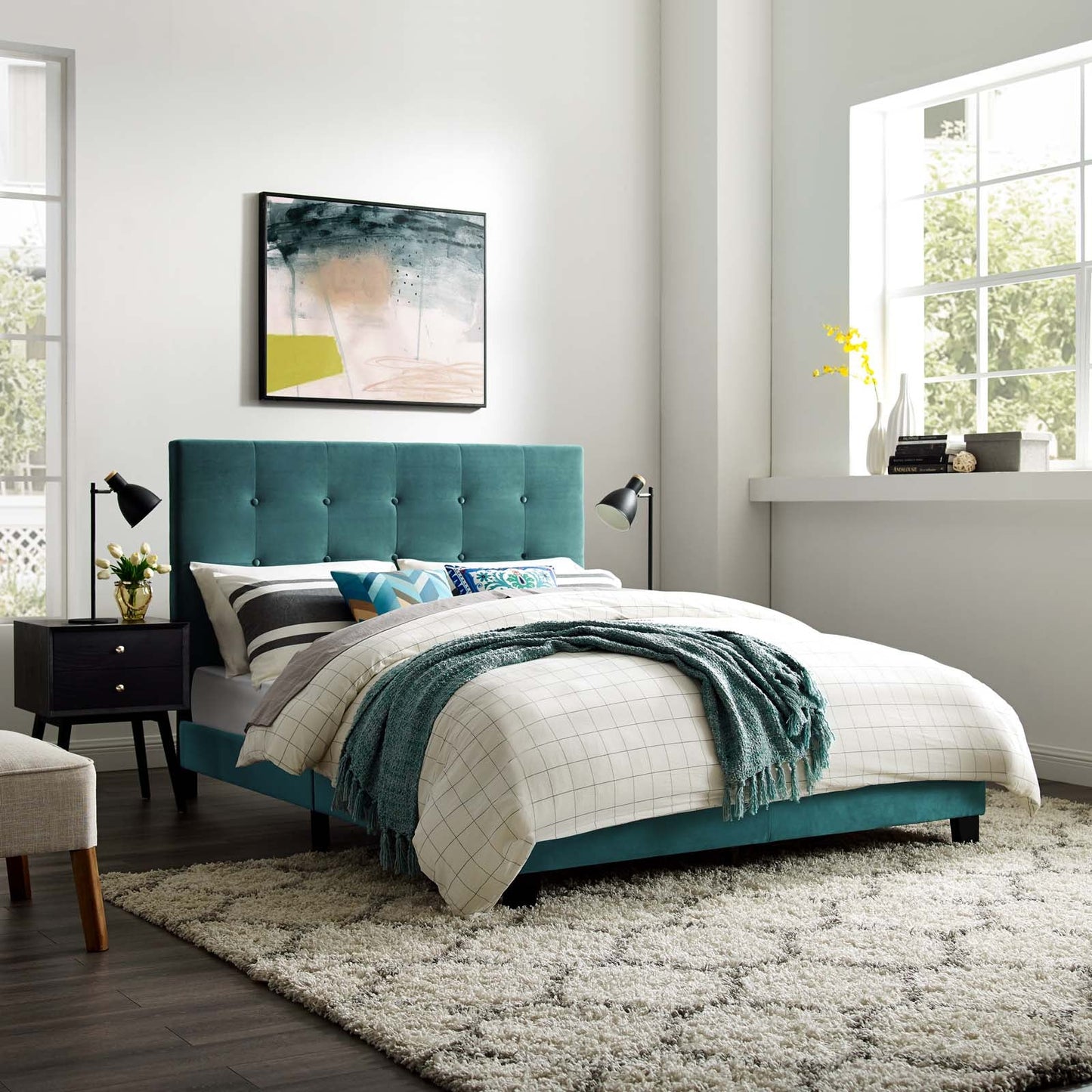 Modway Melanie Queen Tufted Button Upholstered Performance Velvet Platform Bed | Beds | Modishstore-20