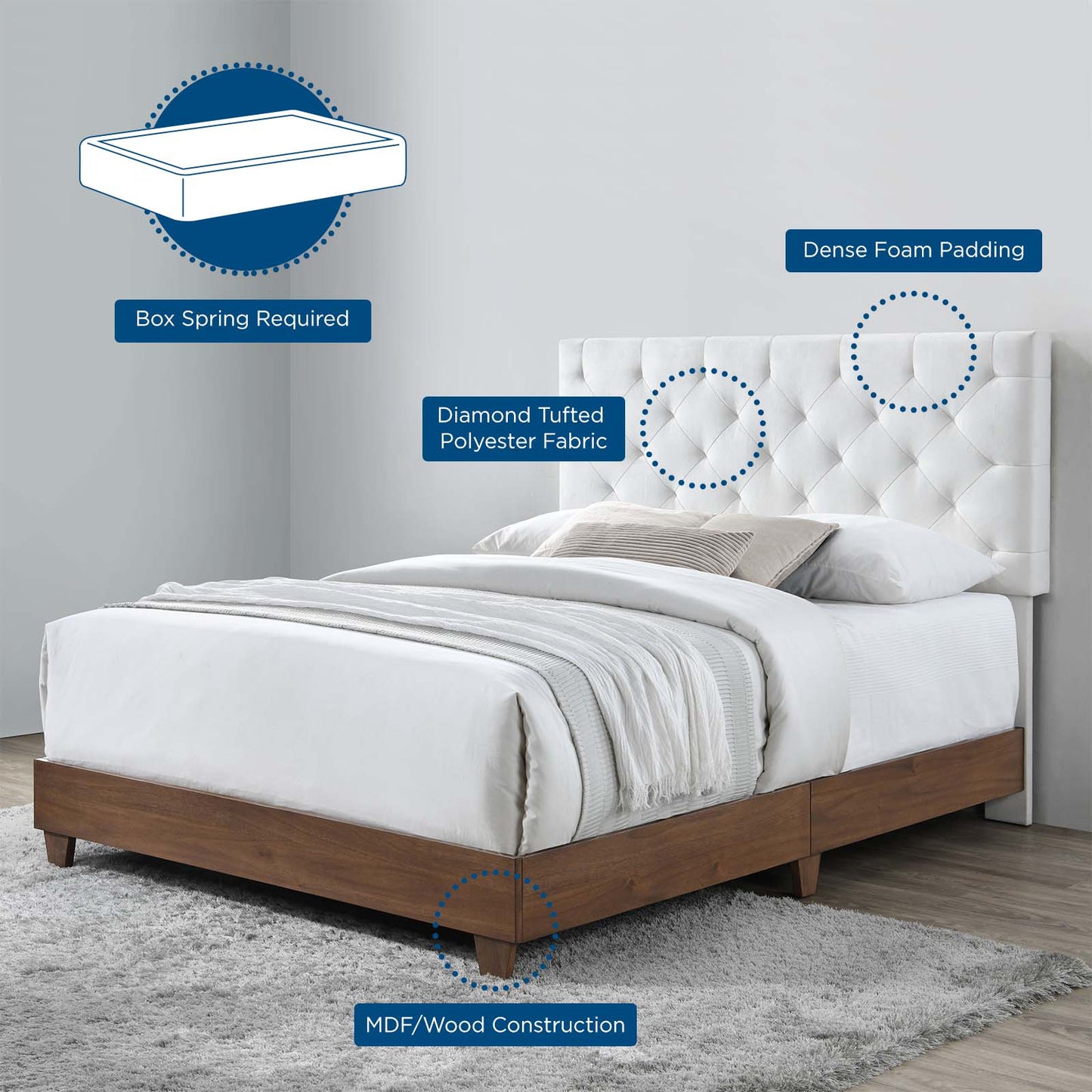 Modway Rhiannon Diamond Tufted Upholstered Performance Velvet Queen Bed | Beds | Modishstore-15