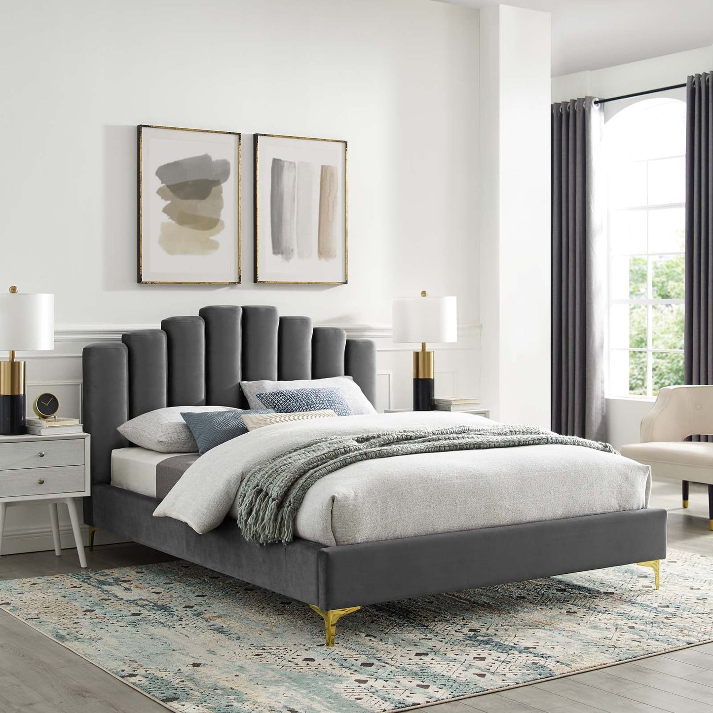 Modway Olivia Queen Performance Velvet Platform Bed - MOD-6280