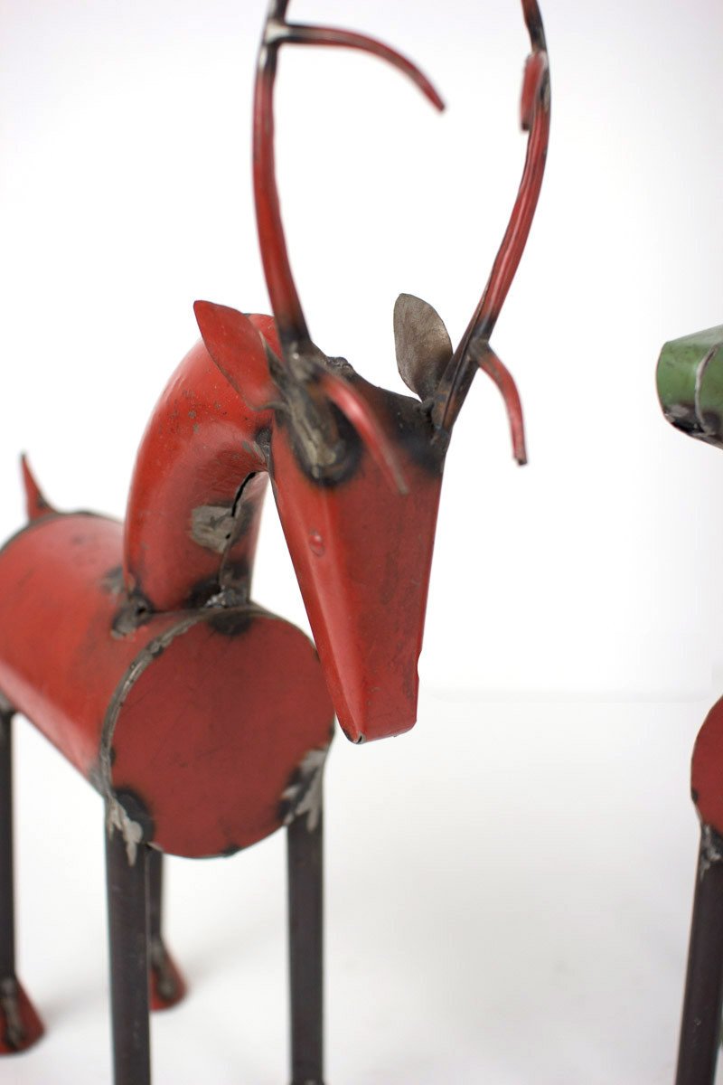 Kalalou Recycled Metal Reindeer - Set Of 2